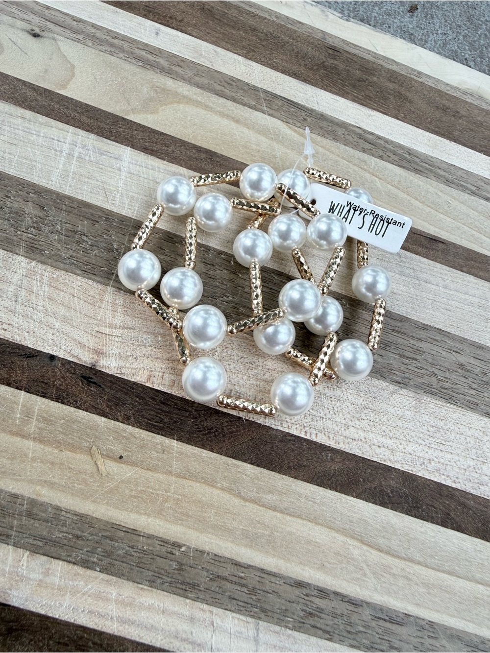 Gold and Pearl Stretch Bracelet
